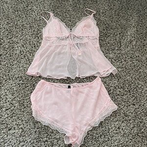 Victoria’s Secret Baby Pink Chiffon Jeweled Cami Set